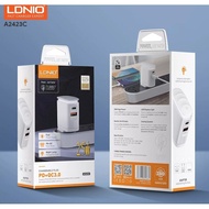 LDNIO A2423C 25W PD+QC3.0 Charger With Night Lamp Fast Chargeable Plug (UK plug)
