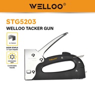 WELLOO TACKER GUN (STG5203) 4-14MM STAPLER GUN/ H/DUTY/ D-TYPES STAPLE FOR WOOD WIRE CANVAS/ BLACK/ 