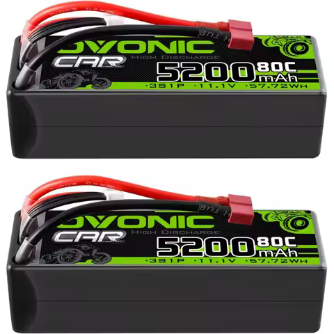Battery RC Car 2 Pack Ovonic LiPo Battery 11.1v 80c 5200MAH 3S Battery with Deans Plug Hardcase Batt