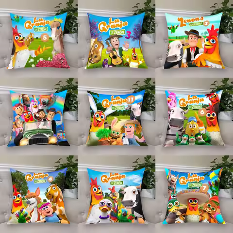 Cartoon Anime Happy Farm La Granja De Zenon Short Plush Cushion Cover Pillow Case Zipper Closure Sof