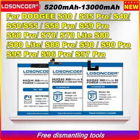 13000mAh For Doogee S30 S40 S50 S55 Lite S60 S70 S70 S80 Lite,S58 Pro S59 S68 S88 S90 S95 S96 S97 Pr