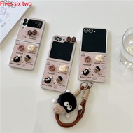 3D Cookies Coffee Cute Phone Case Bracelet For Samsung Galaxy Z Flip 7 6 5 4 3 Flip7 FE Cover Korean
