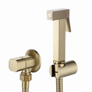 Brushed Gold Soild Brass Toilet Bidet Sprayer Set hygienic shower Square hand toilet spray shower bidet set