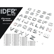 Creative First Letter Word Label Car Sticker English Number Dot Company Name Chrome-Plated Silver He