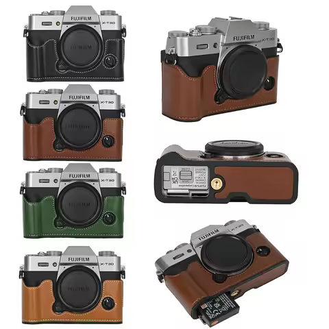 PU Leather Camera Half Body Case for Fujifilm XT30 XT30II XT30III XT20 XT10 XT5 Fuji X-T30 X-T5 Batt