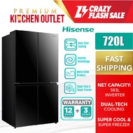 【Own Truck Delivery】Hisense 720L 4 Glass Door Inverter Refrigerator RQ768N4ABU | Klang Valley Only |
