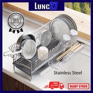 【In stock】304 Stainless Steel Sink Drainer Dish Drying Rack Dish Drainer Drain Basket Rak Pengering Sinki Rak Dapur QFLX
