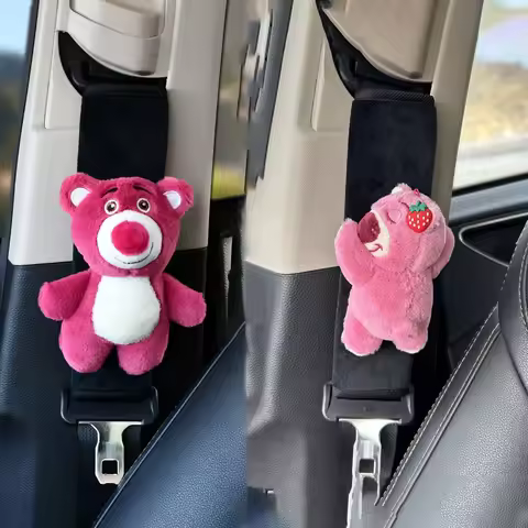 Lotso Kawaii Car Safety Belt Cover - Disney Soft Cartoon Universal Interior Decoration Birthday Gift