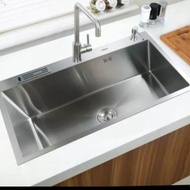 Kitchen sink 7545 stainless lengkap Thsink+kran tarik/bak cuci piring paket lengkap