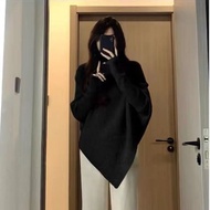 Thick Irregular Turtleneck Sweater Women Winter Slimmer Look Retro Hot Girl Knit Top Korean Style#qi