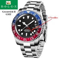 GMT Fashion Men Watch Greenwich II Stainless Steel 4 Needles Casual Business Quartz Wristwatches