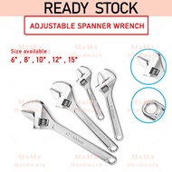 6"/8"/10"/12"/15" Chrome Adjustable Spanner Wrench Steel Spanner 150mm - 375mm