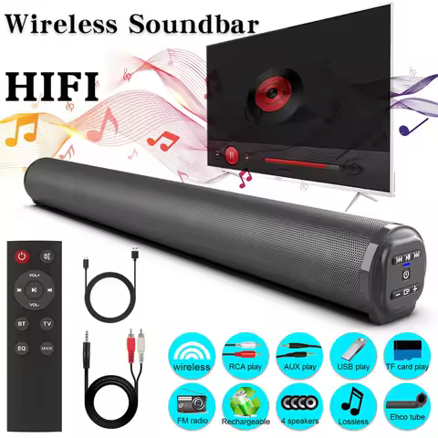 Sound Bar TV Sound System Bluetooth Speaker Wireless Subwoofer Bass Home Theater Rechargeable Lound 