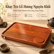 Solid Wood Tea Tray 35X25cm Tea Table Tray Metal Drain Valve Water Pipe Anti-Slip Feet