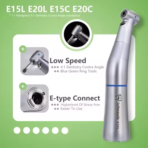 Dental 1:1 Low Speed Handpiece 4:1 Dentistry Contra Angle Handpiece Optic Fiber E15L E20L E15C E20C 