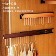 🌻Taiwan Shipping Perforation-Free Solid Wood 8 Hook Hanger Household Retractable Slide Rail Wardrobe
