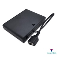 YosunBin] 1Pcs USB Power Supply Battery Box With Cover And 6 X AA USB Battery Box For 9V LED Strip L