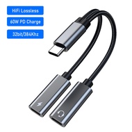 【Limited edition】 2in1 Type C Adapter C To C Jack Usb C Splitter HIFI DAC/Pd 60w For S24 Ultra Tab S