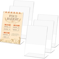 Pack of 6 Acrylic Stands, A5, Crystal Clear Table Stand, Slanted Transparent Menu Display, L Stand, 