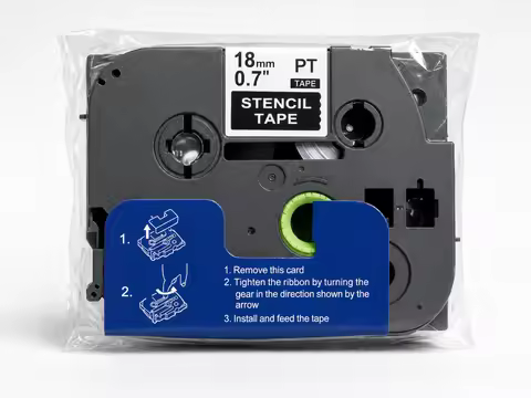 18mm 24mm 36mm STe-141 Stencil Tape Black on Clear, Compatible for Brother P-Touch Label Maker, Meta