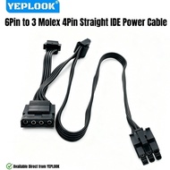 6-Pin to 3x Molex 4Pin Straight, PATA IDE Power Cable for Corsair HX1500i, HX1200i, HX1000i, HX850i,