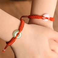 Women Handmade Imitation Jade Red String Adjustable Bracelets / Charm Braided Rope Bracelet / Ladies Trendy Charm Bangle / Party Gifts Jewellery Accessories