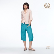 C&D - Linen Premium Big jinny pants กางเกงผู้หญิง ขาห้าส่วน สีฟ้า C9XJDR