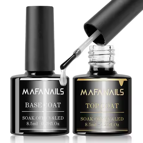 2PCS 8.5ml Base Coat & Top Coat Gel Nail Polish Set - Long Lasting Soak Off LED Nail Lamp Gel Base T