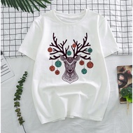 Reindeer Christmas Printed T-Shirt - HoCha89 - Thick Fabric Sewing High Quality Chain Neck Chain (Re