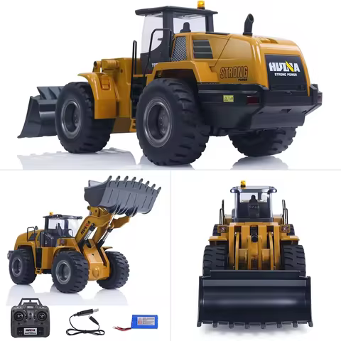 1/14 22CH RC Bulldozer HUINA 1583 Semi-Alloy Heavy Truck Remote Control Loader Car Engineering Forkl