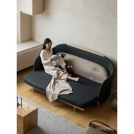 Warm Sleeping Sofa Bed Solid Wood Small Apartment Functional Sofa Foldable Double Fabric Sofa Bed