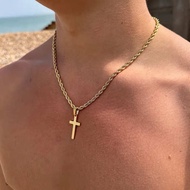 Mens cross necklace cross-border TMUE explosions twist chain hip hop cross pendant mens necklace tid