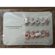 Nail Art Premium Kawaii False Nail/ with Cute Characters Luxury Diamond Flower/ Size XS