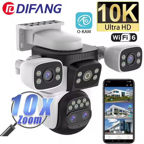 Outdoor 10K WiFi6 Camera 20MP 10X Optics Zoom Three Screen Four Len PTZ Automatic Tracking 6K Dual L