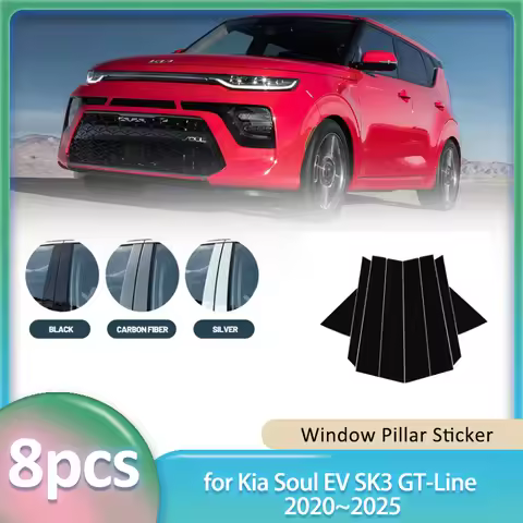 Window Trim Sticker for Kia Soul EV SK3 GT-Line 2020~2025 2021 Silver Car PC Material B C Pillar Pos
