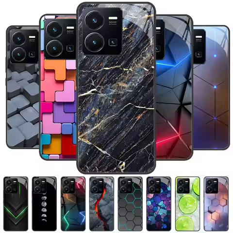 For Vivo Y35 2022 Y36 Y03 4G Case Cover Tempered Glass Case Hard Coque Bumper For Vivo V25 V25E Y17S