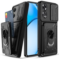 Shockproof Heavy Hard Case with Metal Stand and Card Slots for OPPO A18 A38 A58 A60 A79 A17 A98 A78 