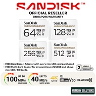 SanDisk High Endurance microSD Card with Adapter CCTV/Car Dash Cam 64GB 128GB 256GB 512GB QQNR