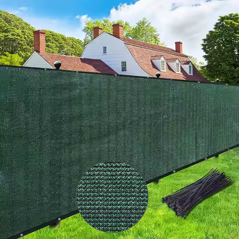 Dark Green Fence Privacy Screen Windscreen Cover Fabric Shade Tarp Netting Mesh Cloth for for Outdoo