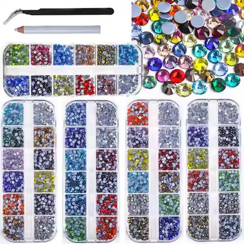 Hot Fix Rhinestones 720Pcs-2000Pcs/Box Mix Color Glass Crystal Hotfix Rhinestone for Clothing Hot Fi