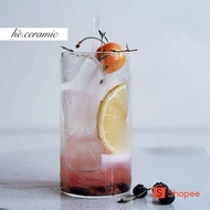 SUMMER.CERAMIC / Transparent cylindrical glass cup. Minimalist glass cup.