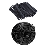 50Pcs C-Shaped Garden 4 / 7mm Drip Irrigation Pipe Bracket & 1x 50M Watering Tubing Hose Pipe 4/7mm 