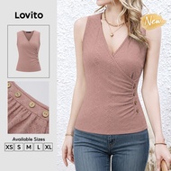 (New Arrival) Lovito Casual Top Asymmetrical Ruffle Hem Spring/summer Pink Top for Women TKK8P1D924 