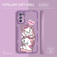 For Oppo Reno 5 Pro 5G Reno 4 Pro 4G Case Cute Anime White Cat Back Cover Square Edge Phone Softcase Anti-Knock Casing