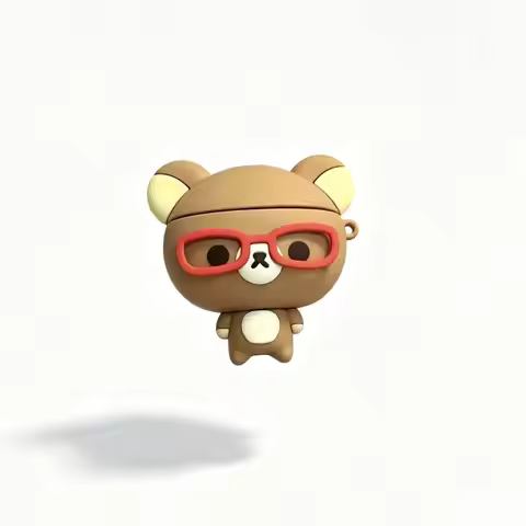 NEW 3D Cartoon Korean Cute Glasses Rilakkuma Cover, For Airpods 3 4 Pro Pro 2 Pro 3 Silicone Earphon