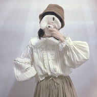 Lolita Inner Cream Sweetheart Fungus Lace Big Lapel Lolita Cute Shirt Long Sleeve Shirt