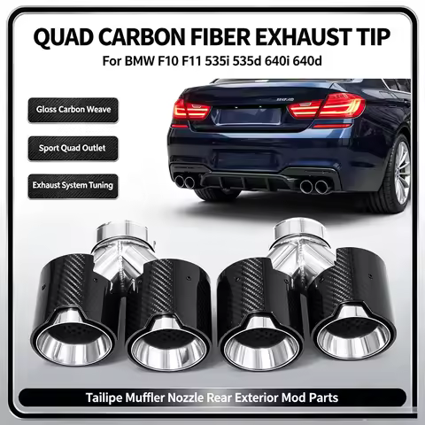 Quad Carbon Fiber Exhaust Tip Tailpipe Muffler Nozzle Exhaust System Tuning Accessories For BMW F10 