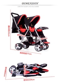 TANDEM Front and Back Twin Stroller Baby Twin Stroller Kids Twin Stroller Double Stroller Kereta Sorong Budak Berkembar