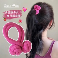 Ins Style Elastic Dopamine Hair Band Girl Simple Knotted Hair Band High Ponytail Rubber Band High El