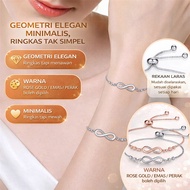 Gelang Infiniti Geometri Rajah 8 Gelang Fesyen Ringkas Kristal Gelang Tarik Keluar Boleh Laras Wani 